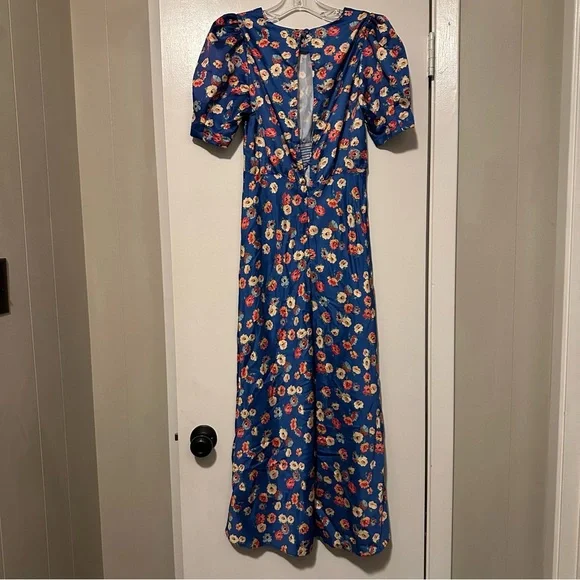 NWT ASOS blue floral midi tea dress size 4 - Picture 4 of 9